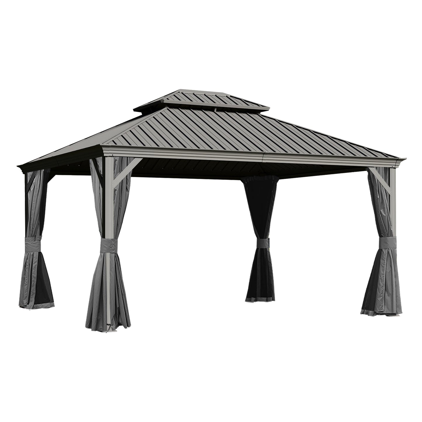 Outdoor Gazebo with Galvanized Steel Double Roof