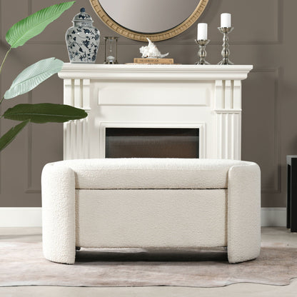 Fuji Oval Storage Bench Ivory White upholstery by HouseOfZazla on Tampa Home & Garden Store