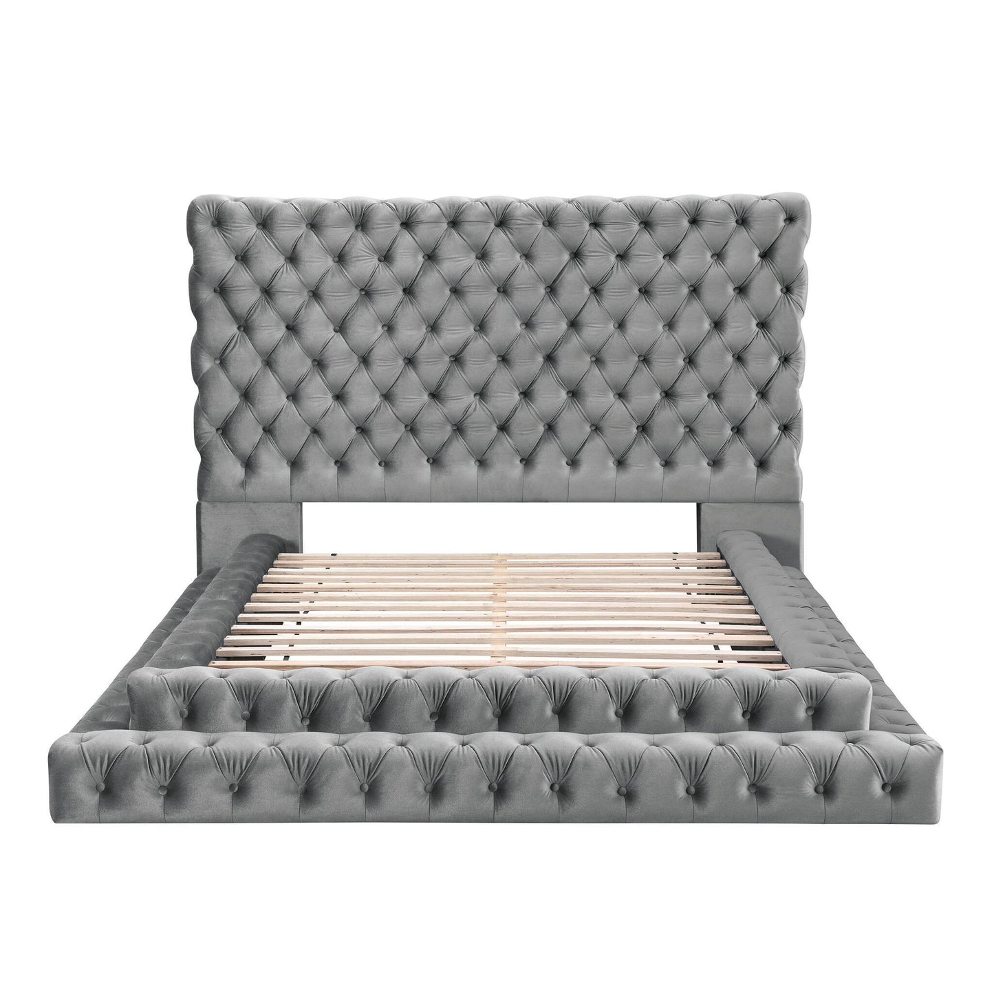 Tufted Oversized Headboard and Upholstered Bed