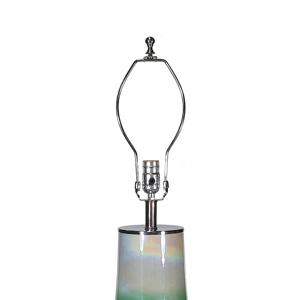 D16x30 Glass Table Lamp by HouseOfZazla with iridescent glass base and chrome hardware on Tampa Home & Garden Store