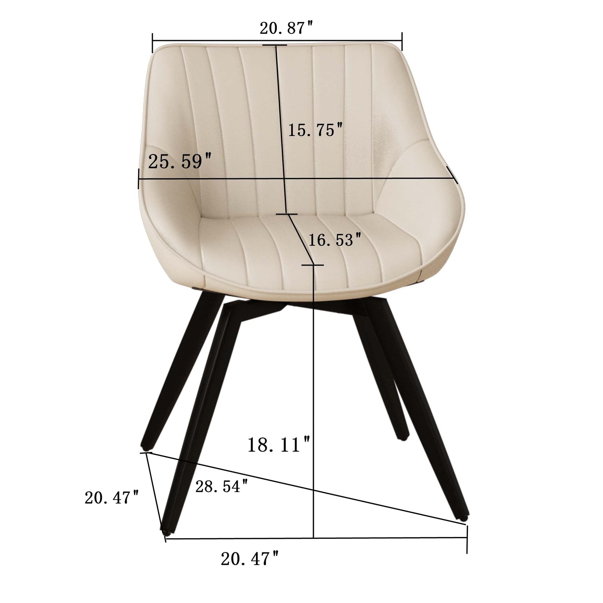 Modern Medieval Dining Chair beige faux leather with black legs 360 rotation HouseOfZazla on Tampa Home & Garden Store