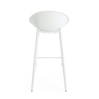 Modern Gable Outdoor Barstools white metal with perforated backs set of 2 by HouseOfZazla on Tampa Home & Garden Store