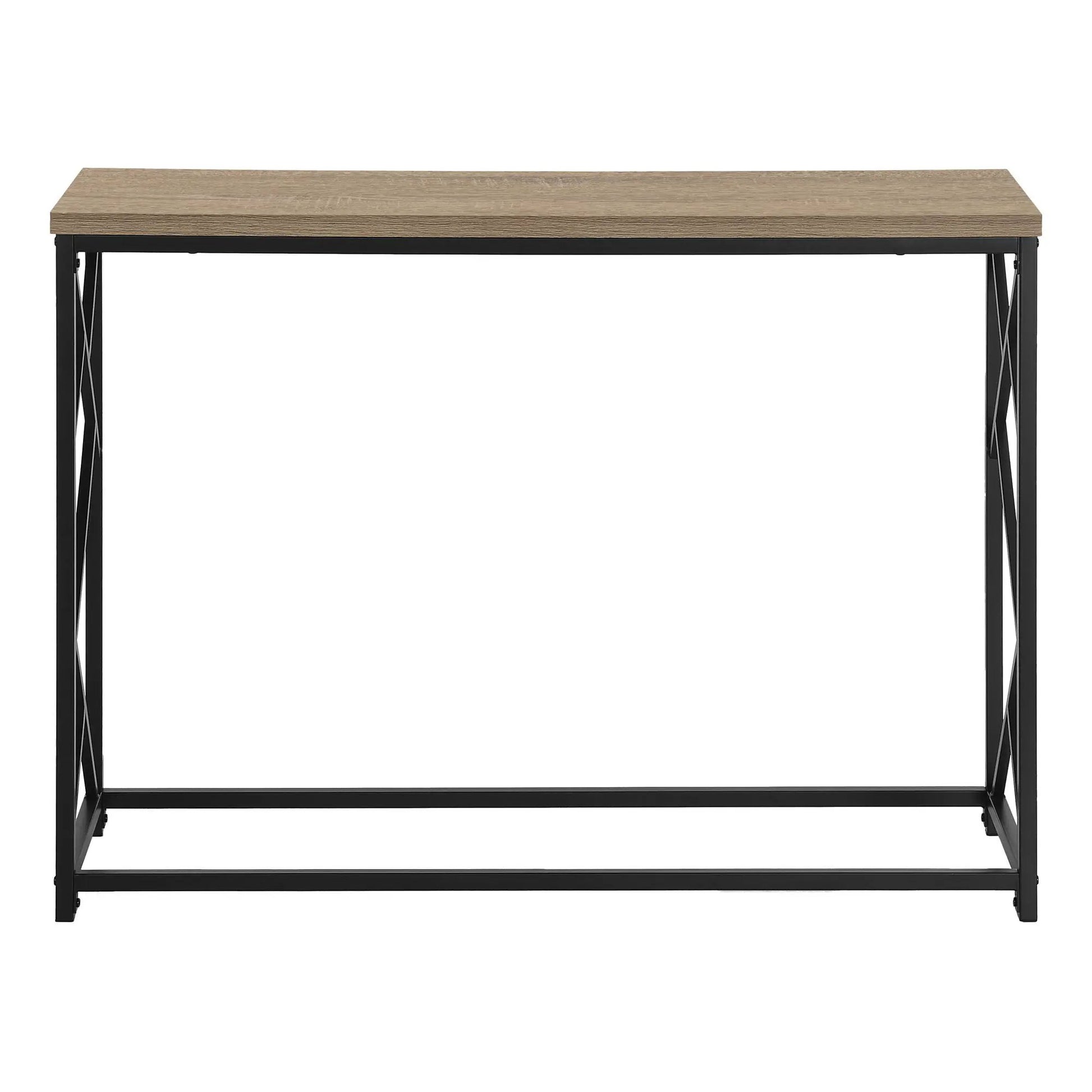 Accent Console Table entryway oak wood top, black metal frame by Unique Piece Furniture on Tampa Home & Garden Store