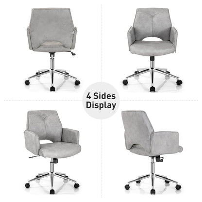 Silla de oficina de ocio con respaldo medio hueco ajustable con apoyabrazos - Gris