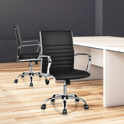 Ergonomic High Back Ribbed Chair With Armrests