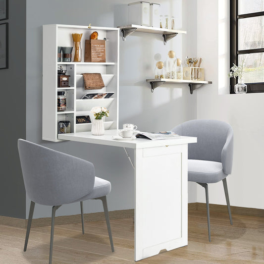 Escritorio flotante convertible plegable de pared que ahorra espacio - Blanco