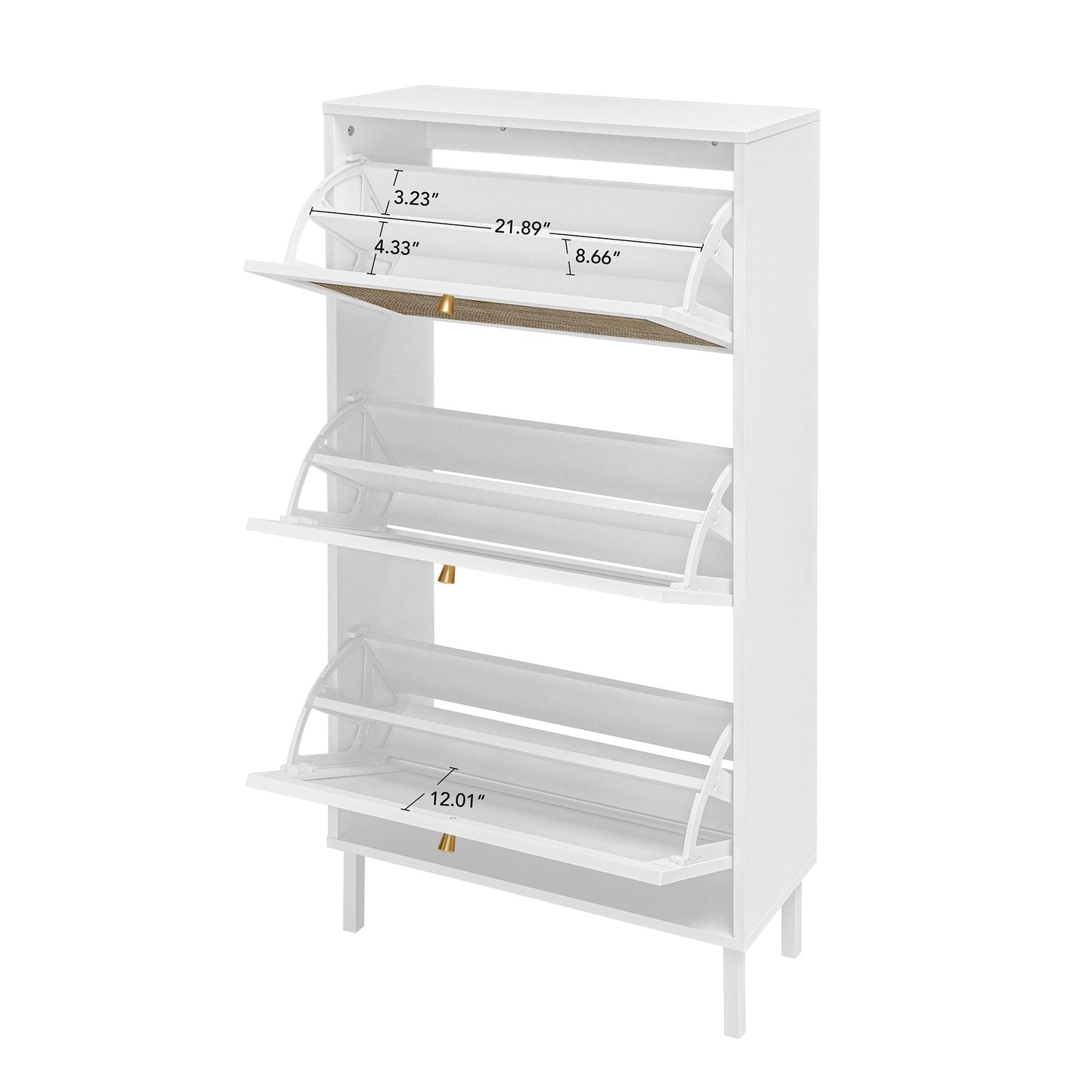 White modern rattan 3-door shoe rack cabinet for entryway by HouseOfZazla on Tampa Home & Garden Store