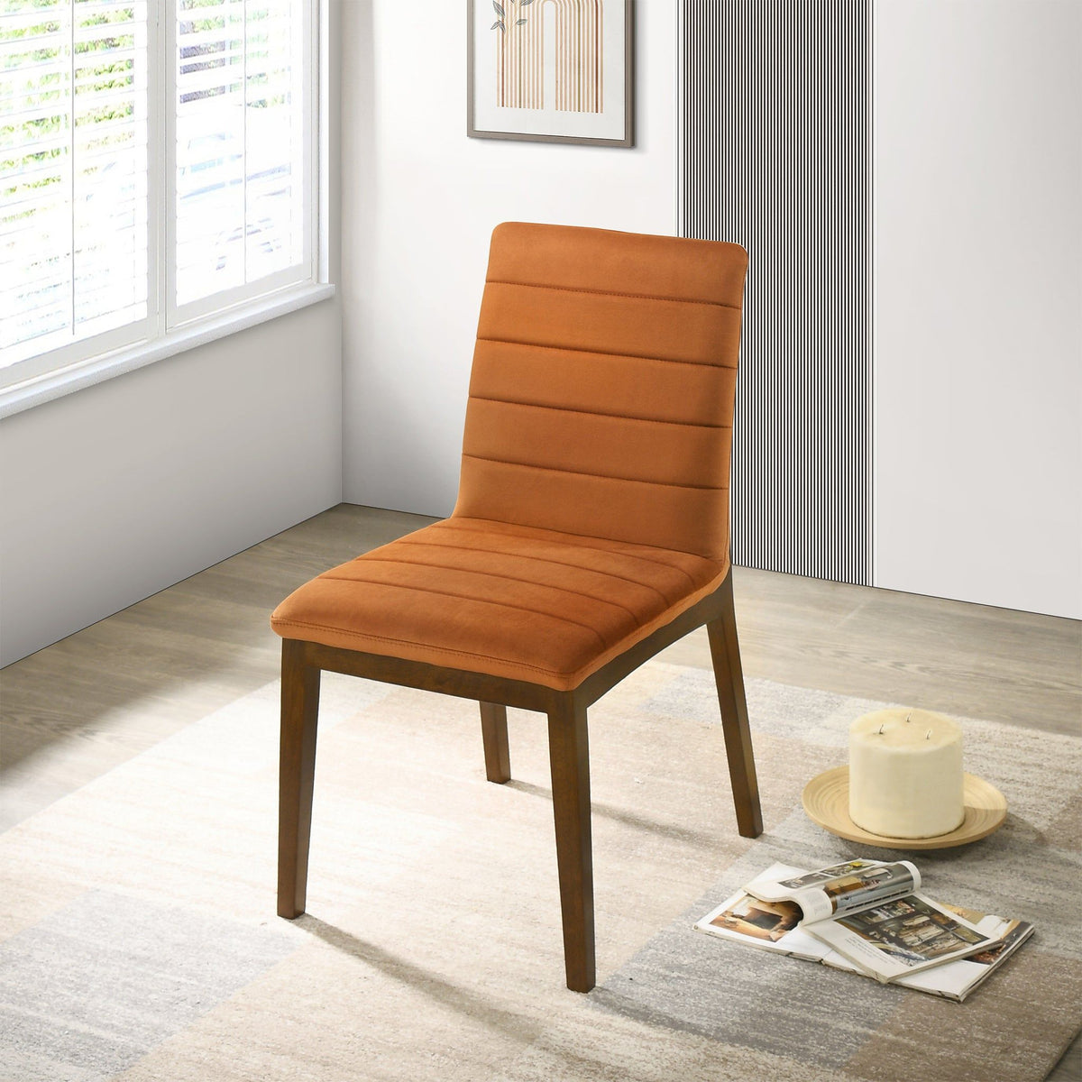Modern orange dining chair set with solid wood base, set of 2 by HouseOfZazla on Tampa Home & Garden Store
