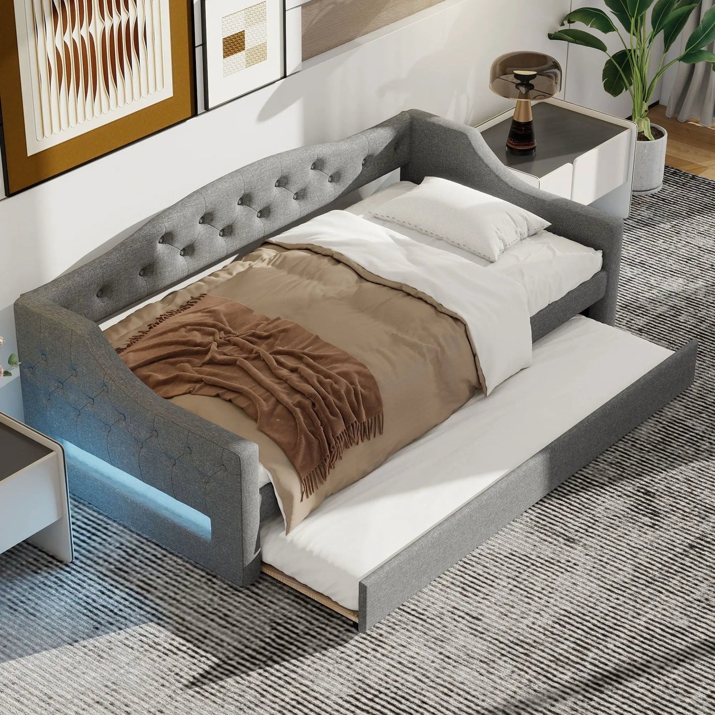 Daybed With LED Lighting and Upholstered Frame