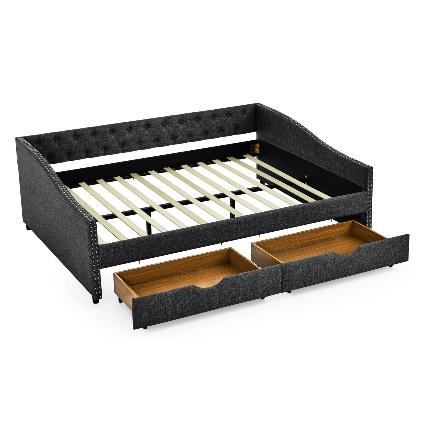 Upholstered Tufted Daybed with Storage Drawers