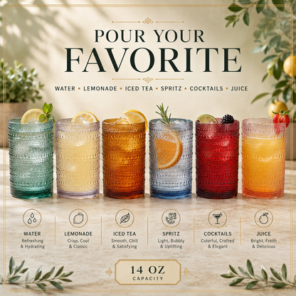 A set of six Eze Acrylic Hobnail Highball Glasses