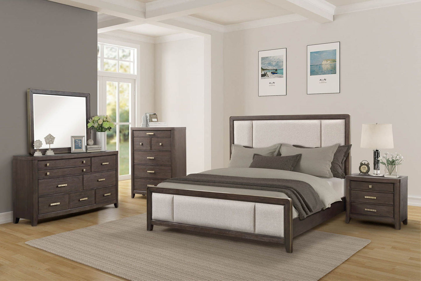 Upholstered Headboard and Footboard Bed Frame