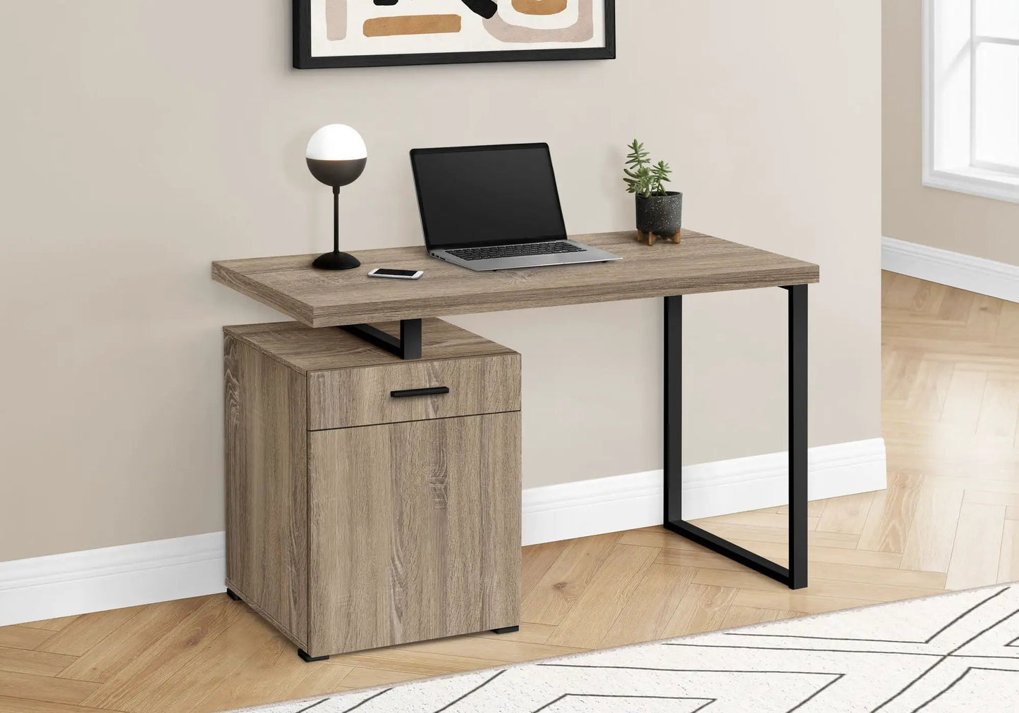 Computer Desk With Left and Right Setup Storage