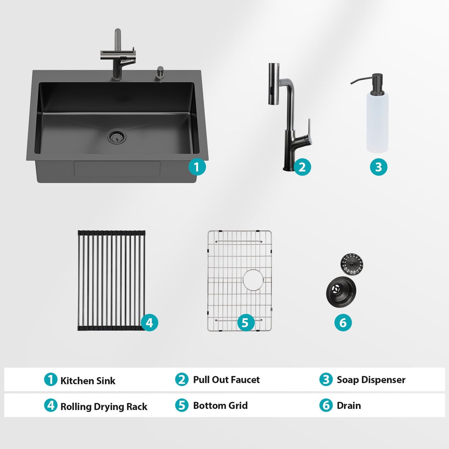 Stainless Steel Kitchen Sink with Pull Faucet