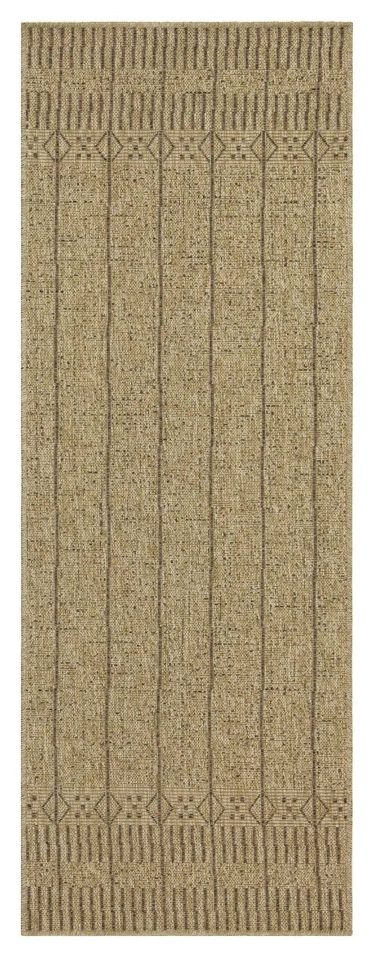 Earth indoor/outdoor area rug tan beige woven with stripes by Unique Piece Furniture on Tampa Home & Garden Store