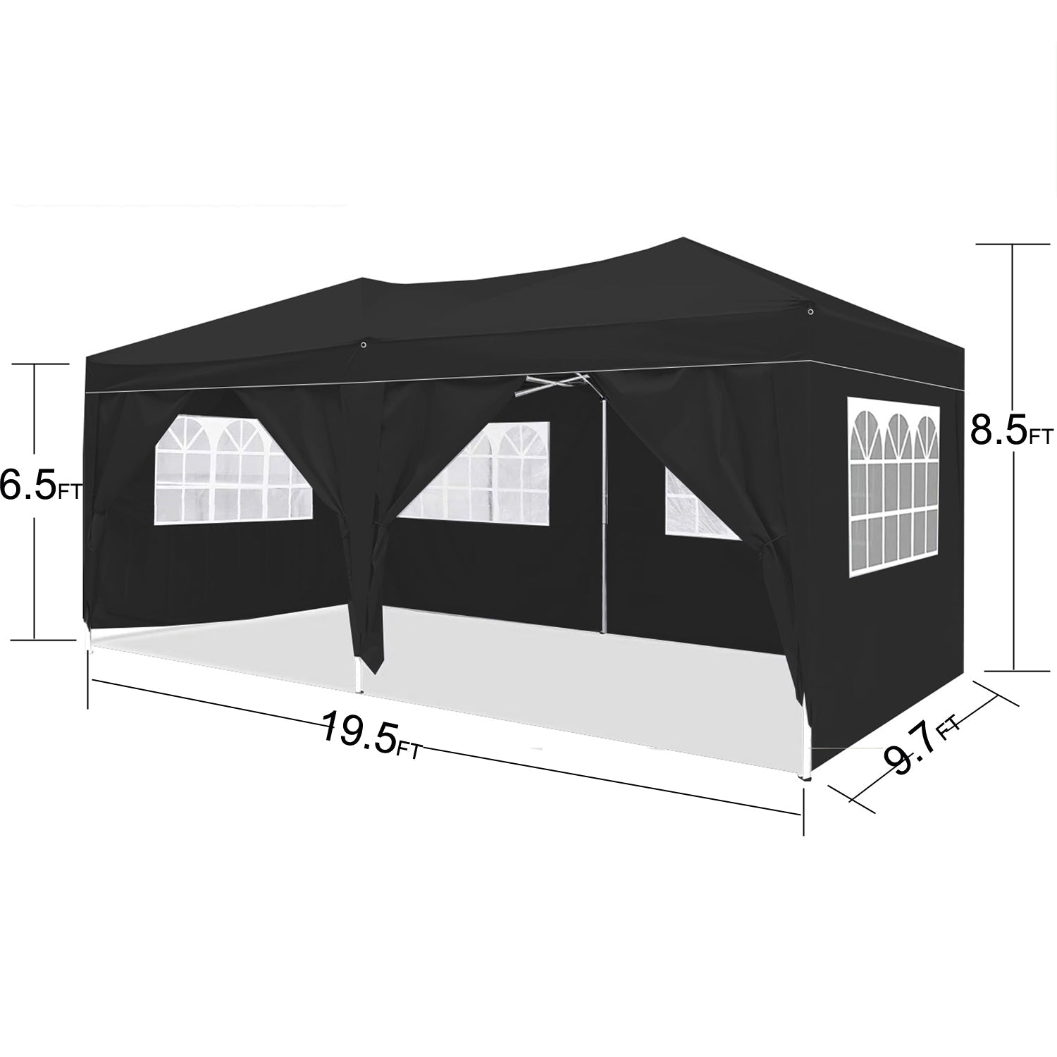 HouseOfZazla 10x20 ft EZ Pop Up Canopy Tent, black with removable sidewalls and windows on Tampa Home & Garden Store