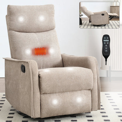 Heat Massage Manual Recliner Chair in khaki by HouseOfZazla with rocker and swivel remote on Tampa Home & Garden Store