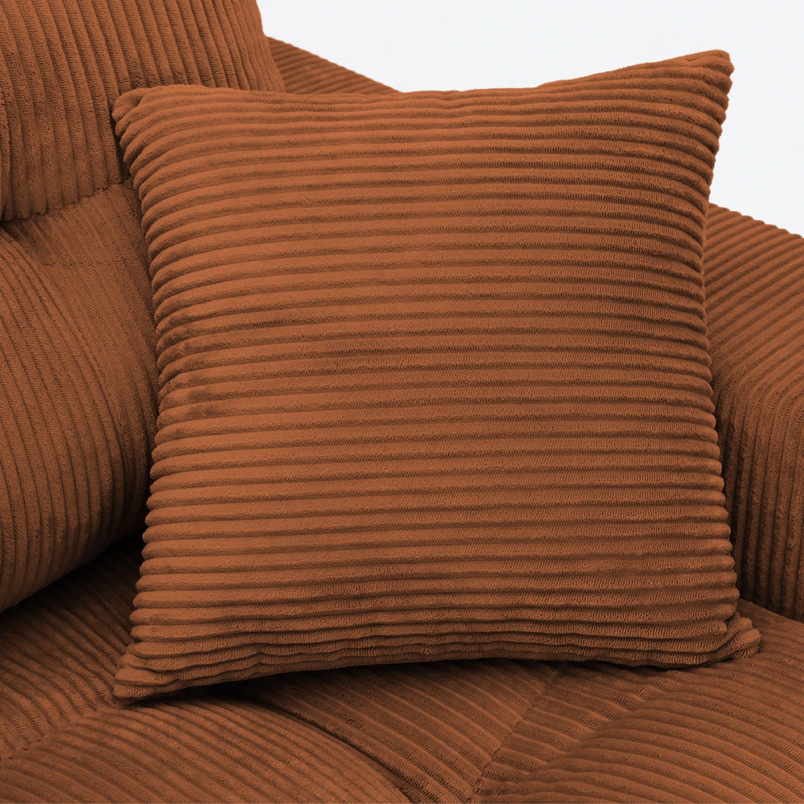 Corner Chaise L-Shaped Sectional Sofa rust brown corduroy cushions HouseOfZazla 2pc set on Tampa Home & Garden Store