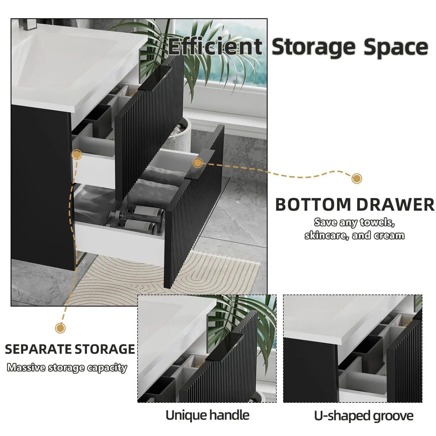 Floating Wall Mounted Vanity Sink and Drawers