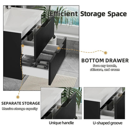 Floating Wall Mounted Vanity Sink and Drawers