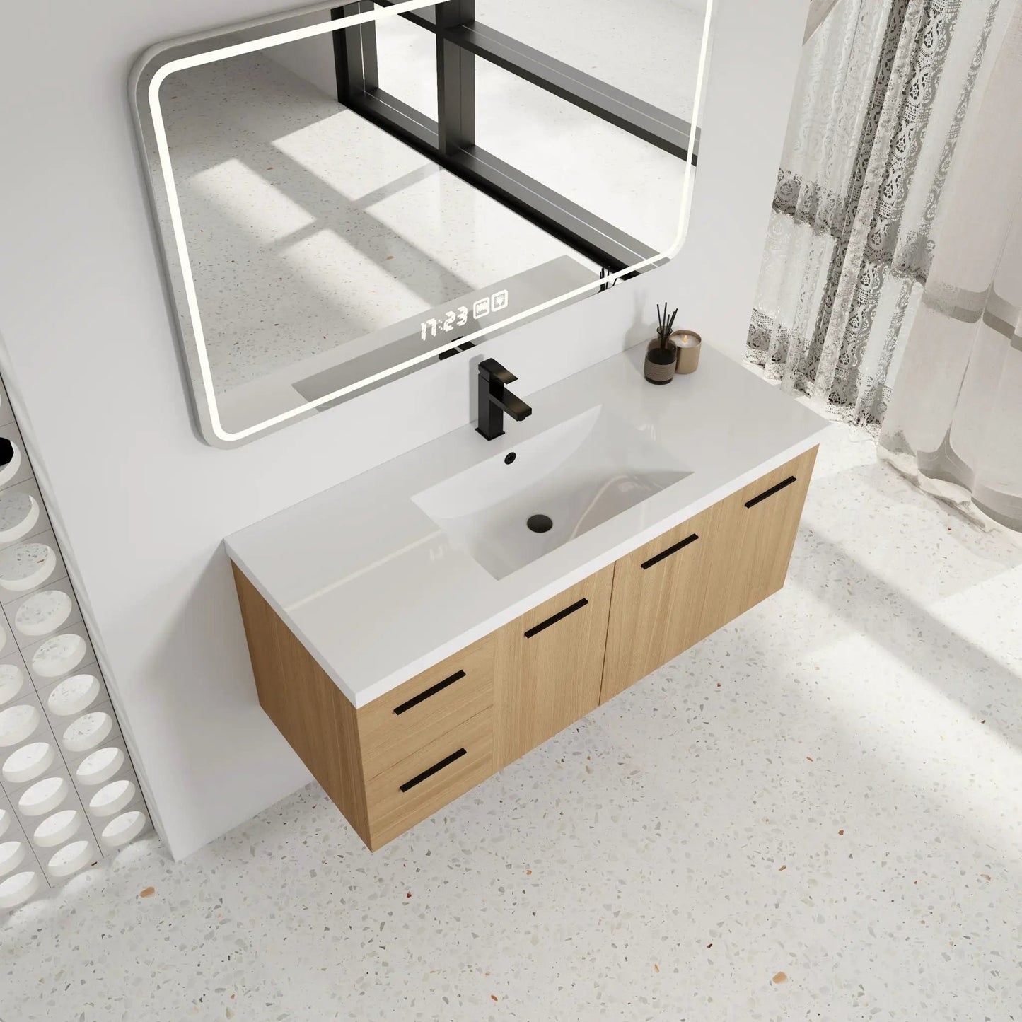 Floating Bathroom Vanity Sink and Modular Cabinet
