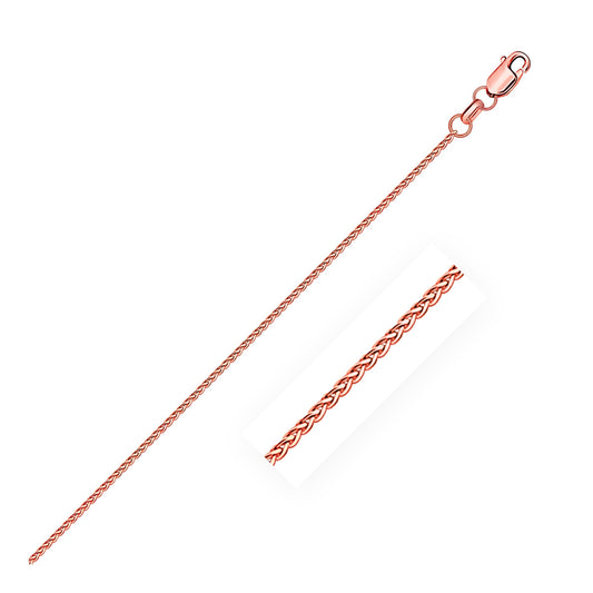 14k rose gold diamond-cut round wheat chain necklace 1.1mm with lobster clasp on Tampa Home & Garden Store