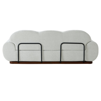 88in Cloud and Curved 3 Seater Light Boucle Sofa
