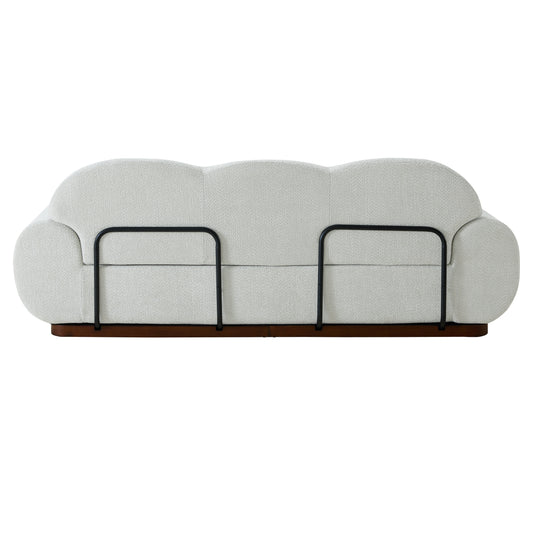 88in Round Arm Cloud Curved 3-Seater Boucle Sofa light gray with black metal frame HouseOfZazla on Tampa Home & Garden Store
