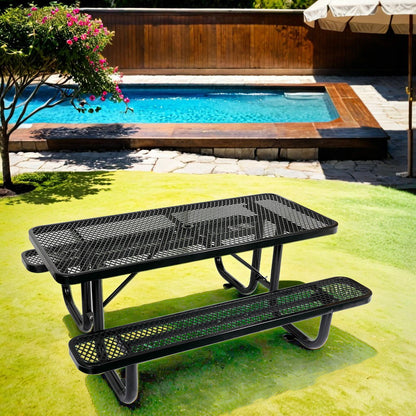 Outdoor Steel Picnic Table and an Umbrella Pole