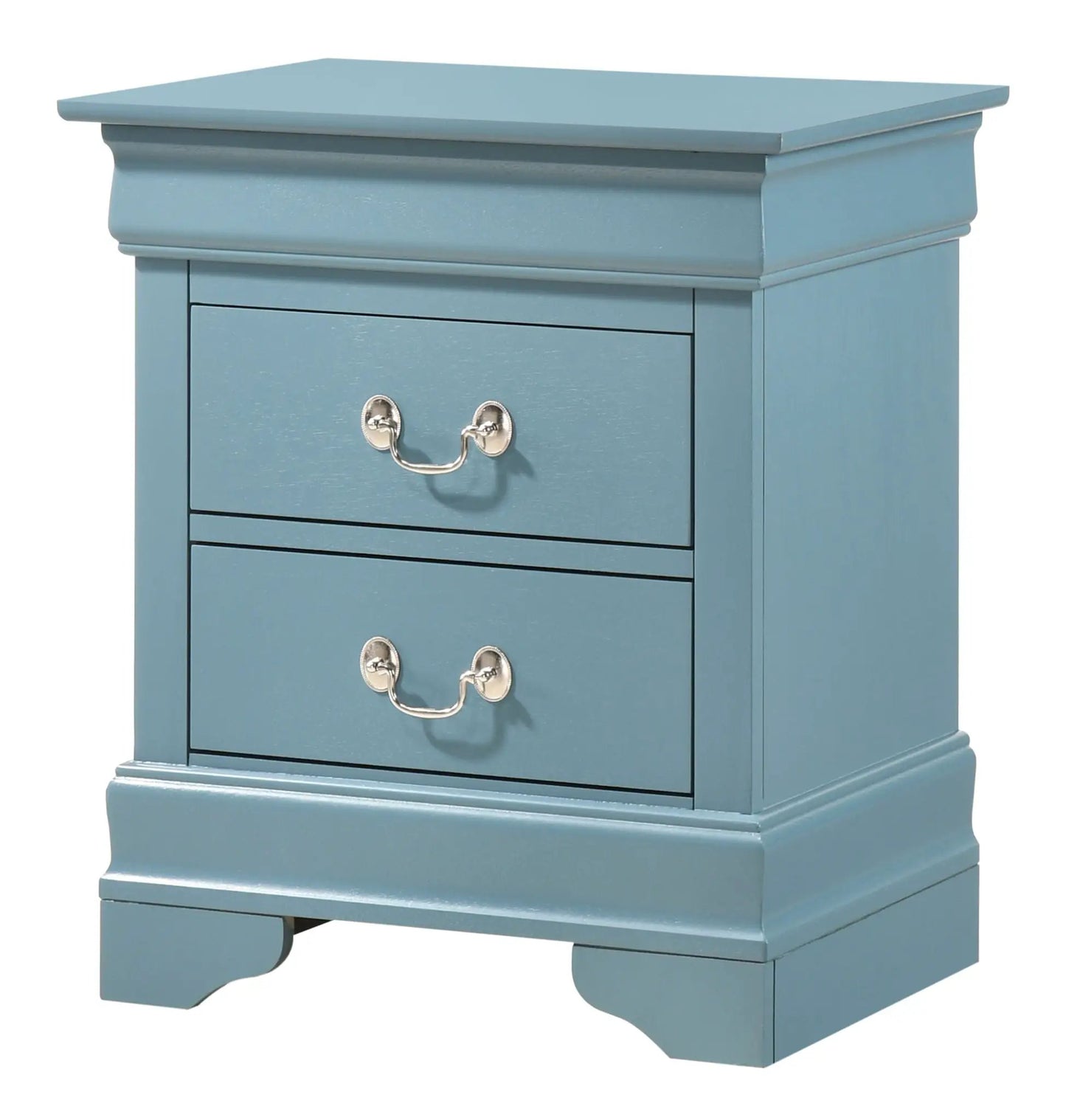 Traditional style blue nightstand with silver ring pulls by Unique Piece Furniture on Tampa Home & Garden Store
