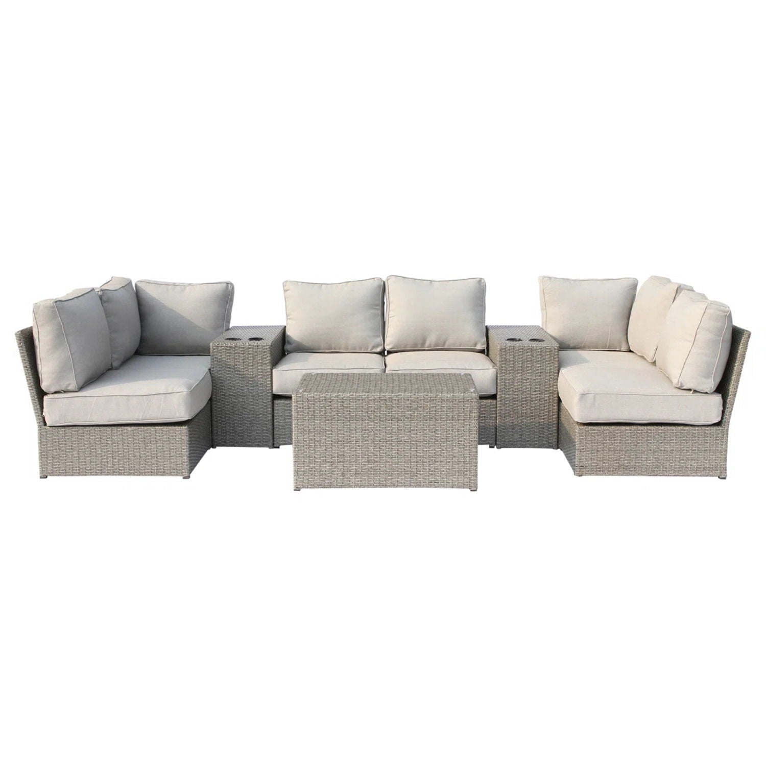 2-Piece Outdoor Set: Cushioned patio rattan sectional, gray wicker, by Unique Piece Furniture on Tampa Home & Garden Store