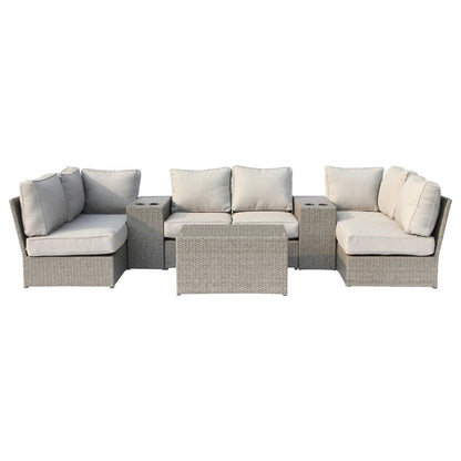 Comfortable Modern Patio Rattan Sectional Set beige cushions HouseOfZazla 2pc outdoor set on Tampa Home & Garden Store
