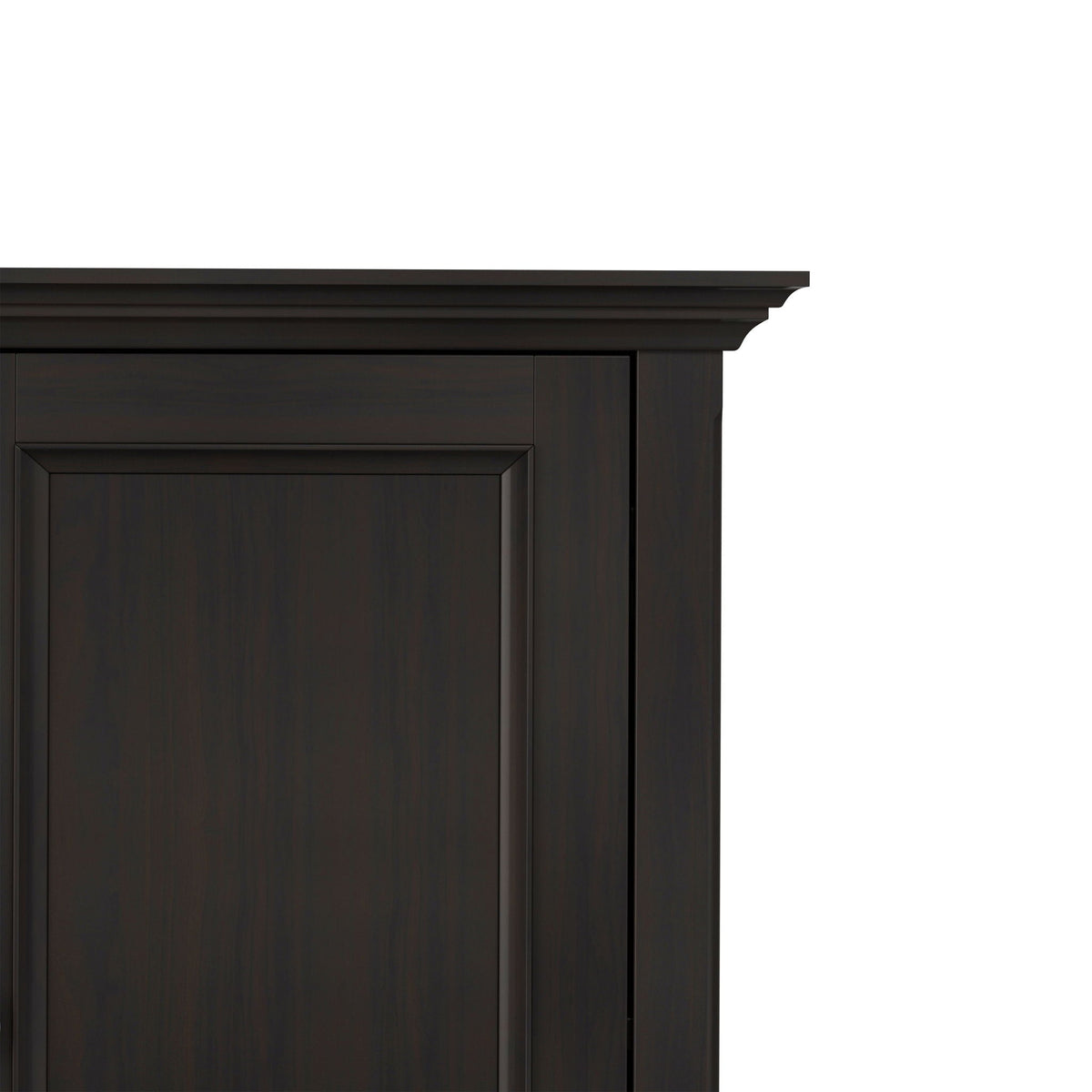 Amherst 2 Door Storage Cabinet brown finish with crown molding, HouseOfZazla cabinet on Tampa Home & Garden Store