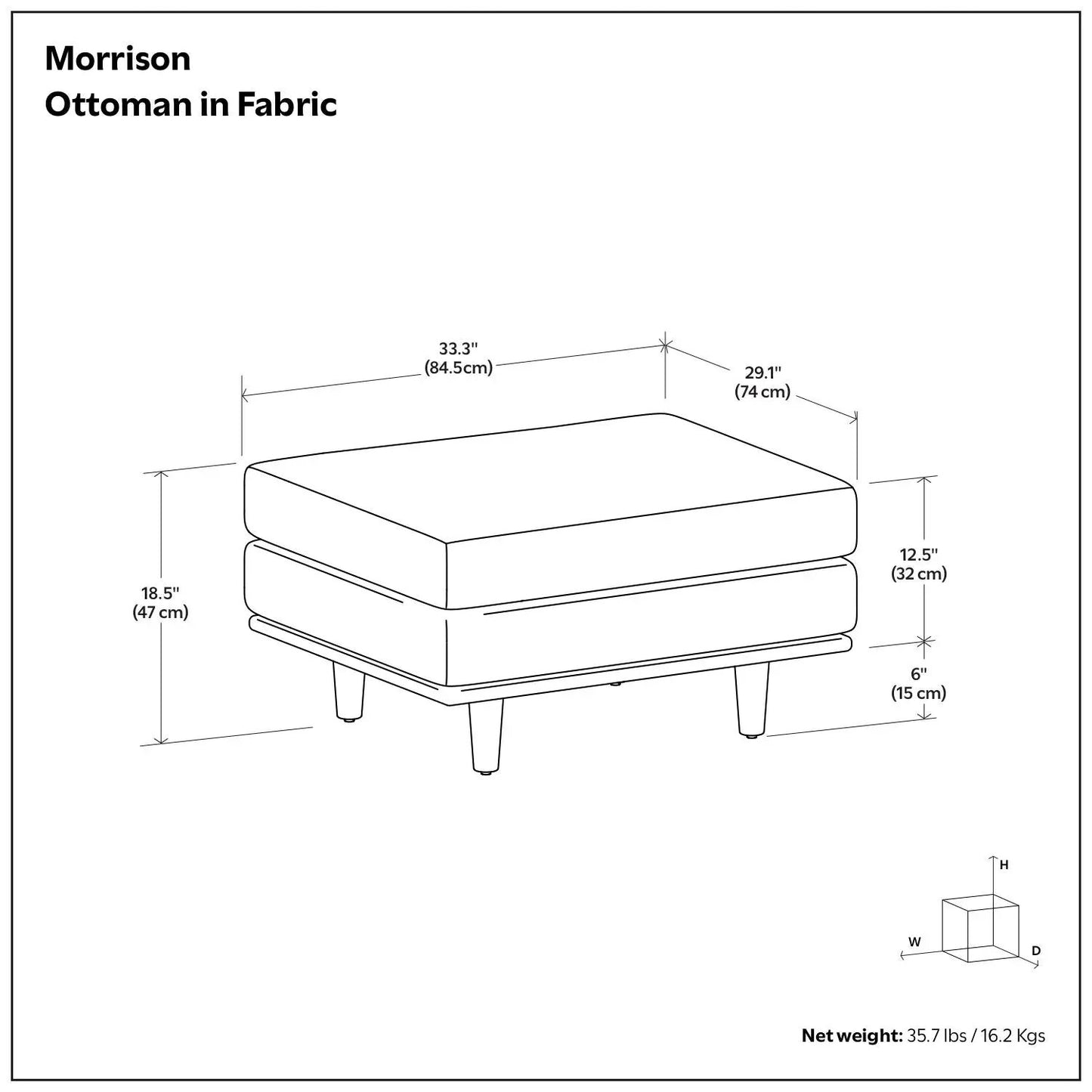 Morrison Handcrafted Ottoman Mid Century Style
