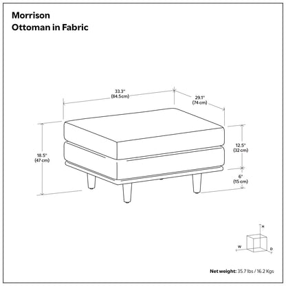Morrison Handcrafted Ottoman and Feather Cushion fabric-upholstered bench by HouseOfZazla on Tampa Home & Garden Store