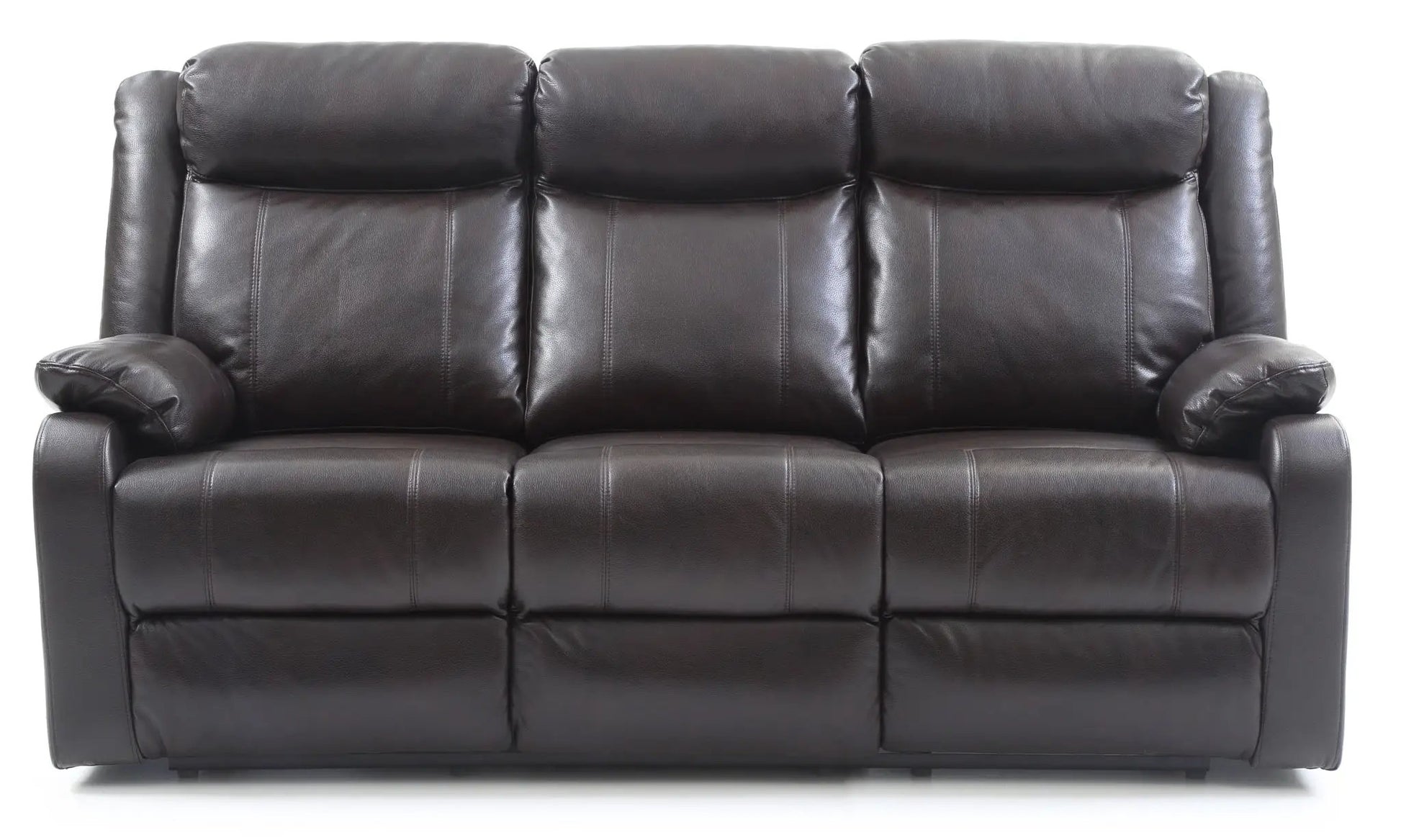 Contemporary Three Seater Sofa in dark brown leather with padded headrests on Tampa Home & Garden Store