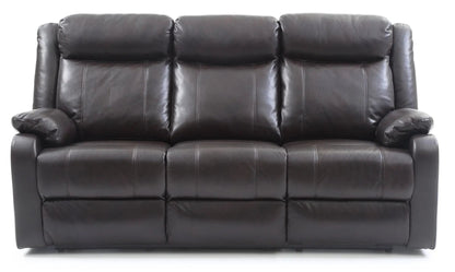 Contemporary Three Seater Sofa in dark brown leather with padded headrests on Tampa Home & Garden Store