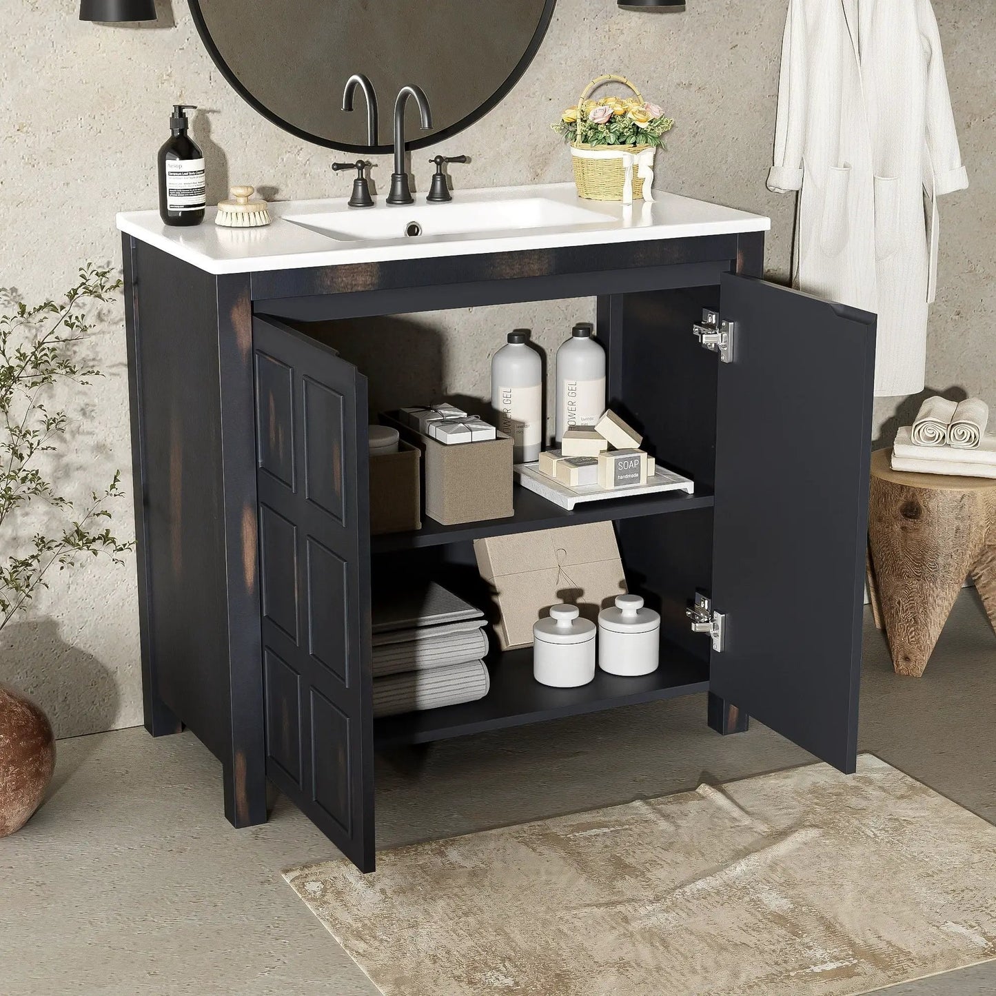 Bathroom Vanity Organizer with Sink and Cabinet