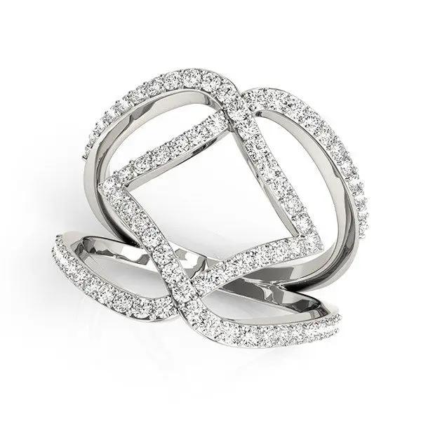 14k white gold entwined design diamond dual-band ring, 3/4 cttw, by Bids.com on Tampa Home & Garden Store