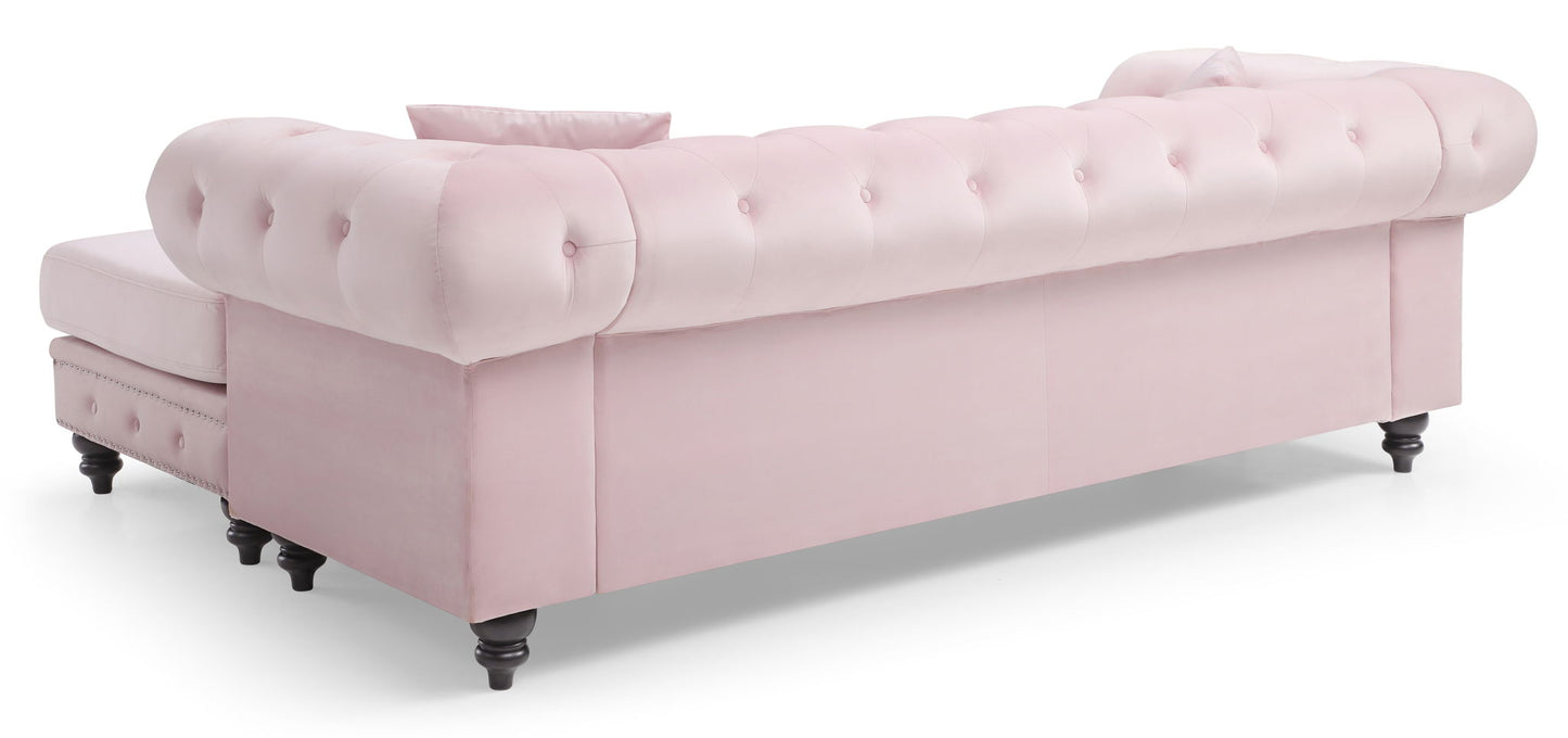 Nola Luxurious Microsuede and Tufted Chaise