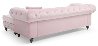 Nola Luxurious Microsuede and Tufted Chaise