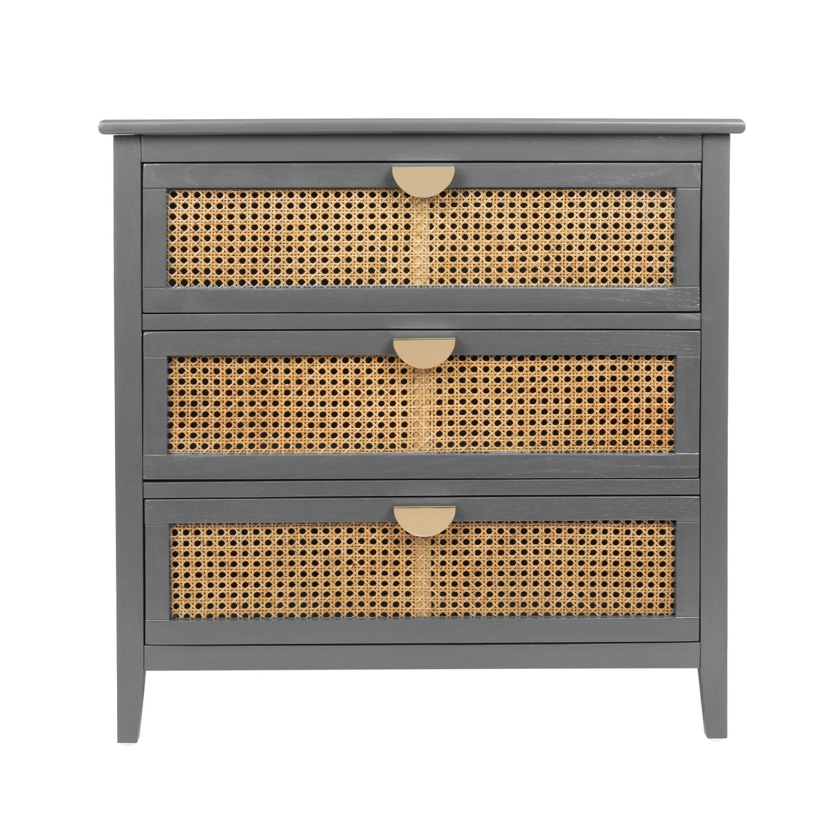 3 Drawer Cabinet in gray with natural rattan caned fronts by HouseOfZazla on Tampa Home & Garden Store