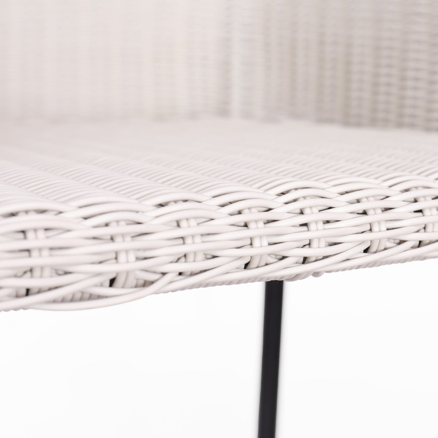 Ladd Outdoor Metal Wicker Barstool Set of 2, light gray wicker seats with black metal legs on Tampa Home & Garden Store