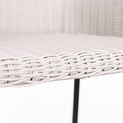 Ladd Outdoor Metal Wicker Barstool Set of 2, light gray wicker seats with black metal legs on Tampa Home & Garden Store