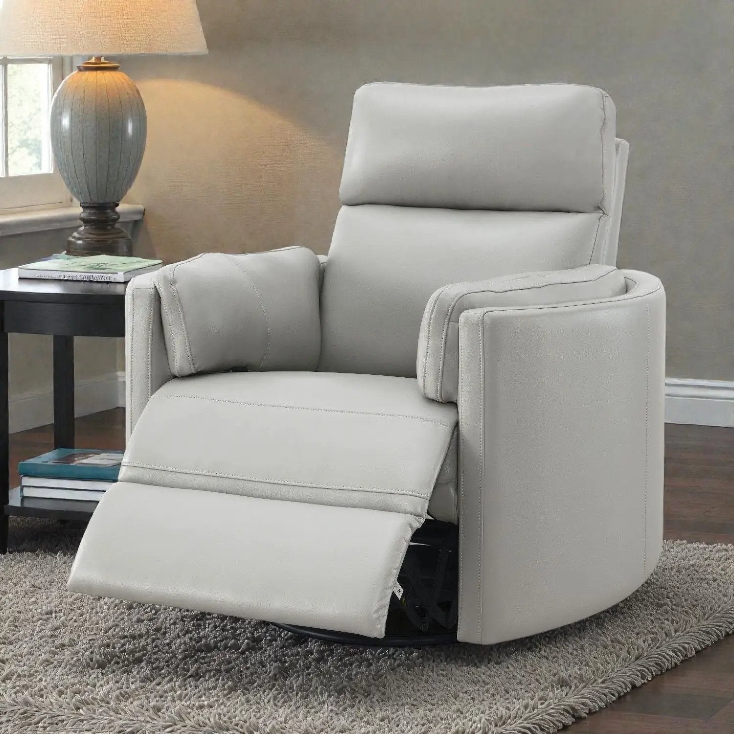 Sagen glider recliner with swivel in light gray upholstery Unique Piece Furniture on Tampa Home & Garden Store