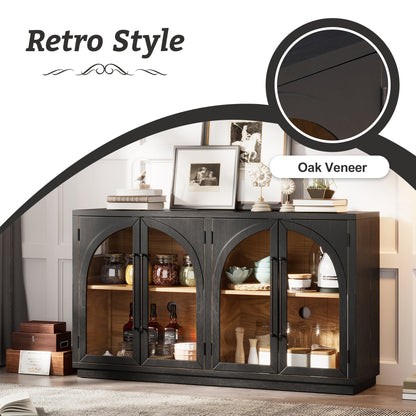 4-Door Glass-Front Arched Sideboard Buffet in Black by HouseOfZazla on Tampa Home & Garden Store