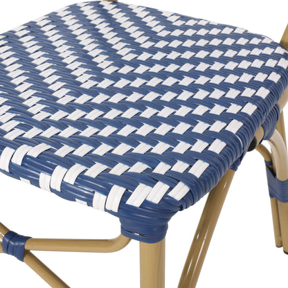 Navy Blue French Armless and Aluminum Chairs