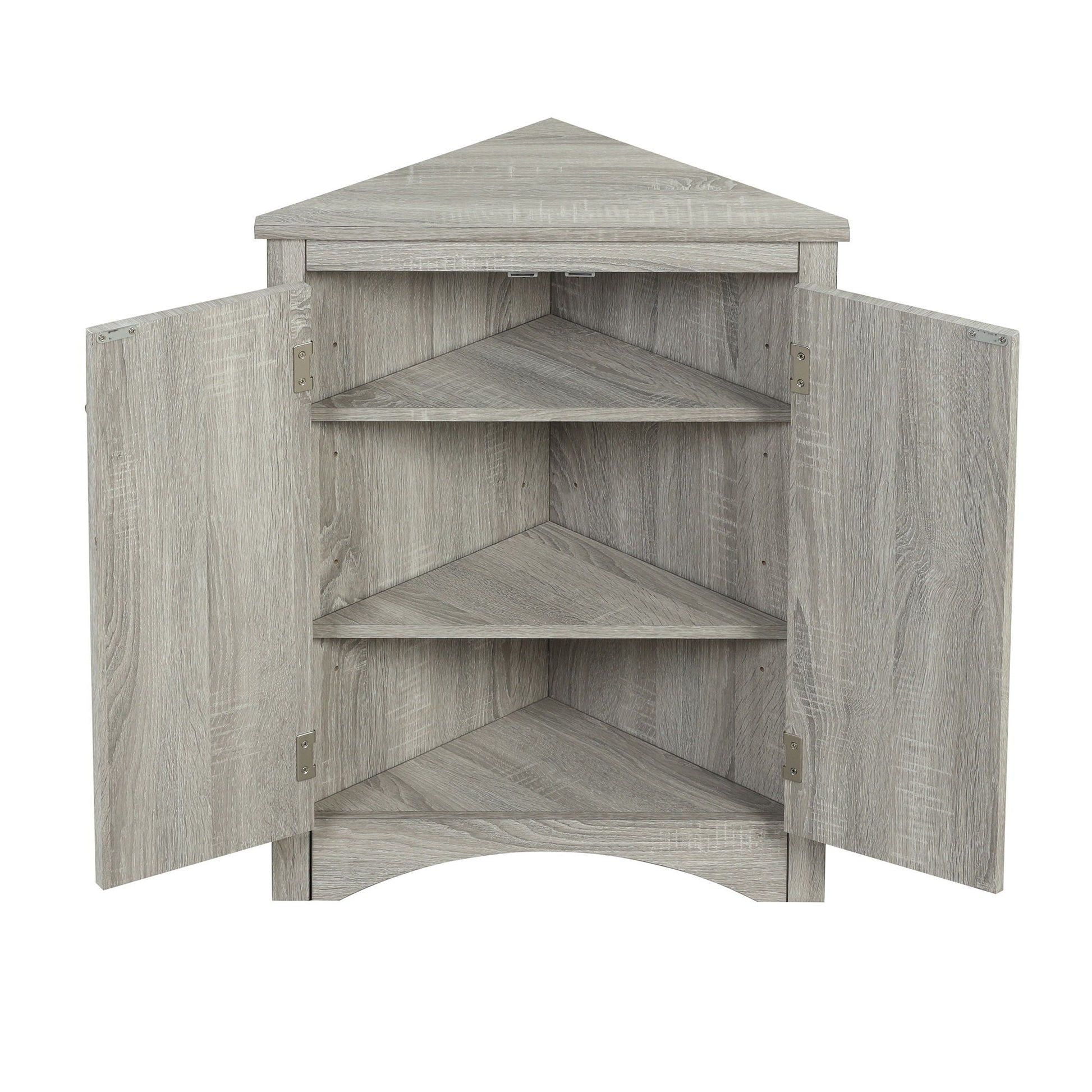 Triangle bathroom storage cabinet with adjustable shelves in gray wood by HouseOfZazla on Tampa Home & Garden Store