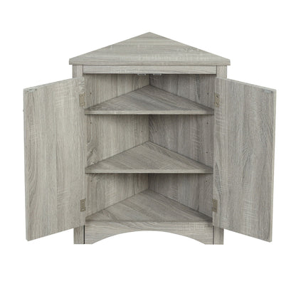 Triangle bathroom storage cabinet with adjustable shelves in gray wood by HouseOfZazla on Tampa Home & Garden Store