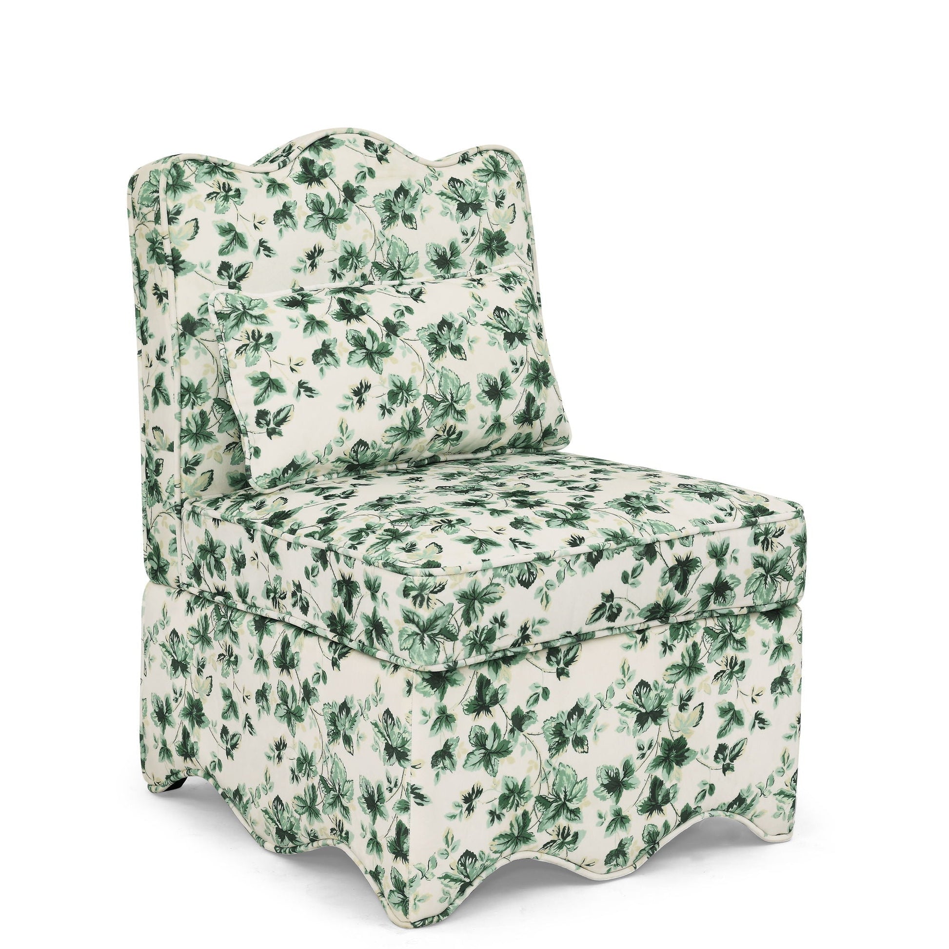 Stylish flannel dining chair with soft cushion and backrest in green leafy print HouseOfZazla on Tampa Home & Garden Store